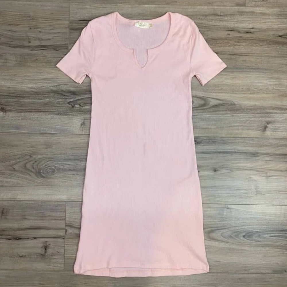 RD Style Pink Ribbed T-Shirt Dress | Size L | Summer Staple